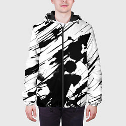 Куртка с капюшоном мужская Брызги и штрихи черной краски, цвет: 3D-черный — фото 2