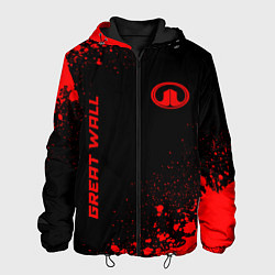 Куртка с капюшоном мужская Great Wall - red gradient вертикально, цвет: 3D-черный
