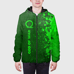 Куртка с капюшоном мужская God of War - green gradient по-вертикали, цвет: 3D-черный — фото 2