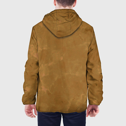 Мужская куртка Светлый оливково-коричневый однотонный текстурный / 3D-Черный – фото 4