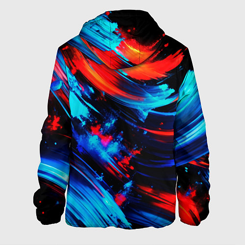 Мужская куртка Синие и красные мазки краски на черном / 3D-Белый – фото 2
