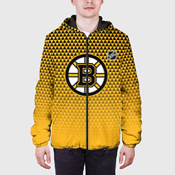 Куртка с капюшоном мужская Бостон Брюинз - паттерн треугольников, цвет: 3D-черный — фото 2