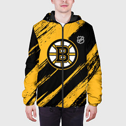 Куртка с капюшоном мужская Бостон Брюинз - брызги краски, цвет: 3D-черный — фото 2