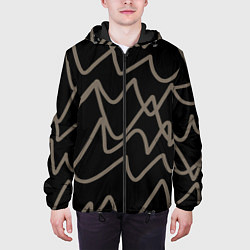 Куртка с капюшоном мужская Кривые рукописные линии чёрно-коричневый, цвет: 3D-черный — фото 2