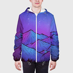Куртка с капюшоном мужская Горы под звездным небом, цвет: 3D-белый — фото 2