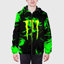 Куртка с капюшоном мужская Monster energy кислотное лого огонь, цвет: 3D-черный — фото 2