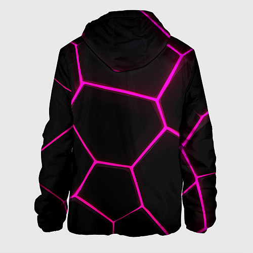 Мужская куртка Черные соты текстура / 3D-Белый – фото 2