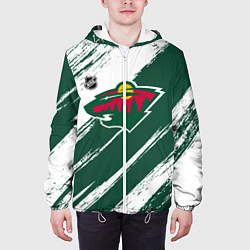 Куртка с капюшоном мужская Миннесота Уайлд - зеленый и белый, цвет: 3D-белый — фото 2