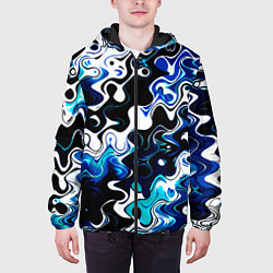 Куртка с капюшоном мужская Абстракция разлитые краски чёрно-сине-белый, цвет: 3D-черный — фото 2