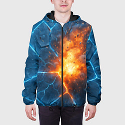 Куртка с капюшоном мужская Взрыв из объемных плит, цвет: 3D-черный — фото 2