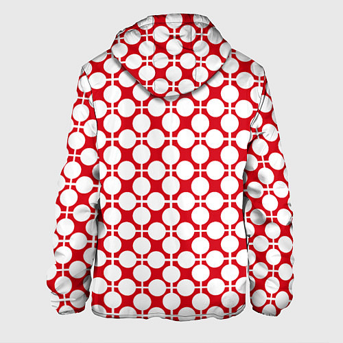 Мужская куртка Красно белый узор в клетку и горох / 3D-Белый – фото 2