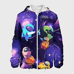 Куртка с капюшоном мужская Among Us космос, цвет: 3D-белый
