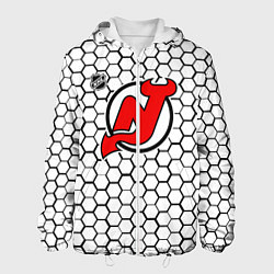 Куртка с капюшоном мужская Нью Джерси Девилз - белые соты, цвет: 3D-белый