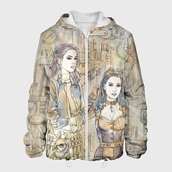 Куртка с капюшоном мужская Девушки стимпанк, цвет: 3D-белый