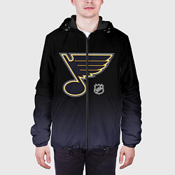Куртка с капюшоном мужская Сент Луис Блюз - градиент, цвет: 3D-черный — фото 2