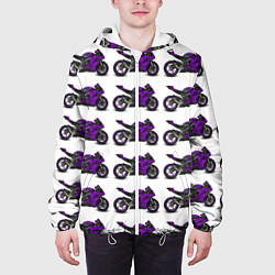 Куртка с капюшоном мужская Motorcycle purple, цвет: 3D-белый — фото 2