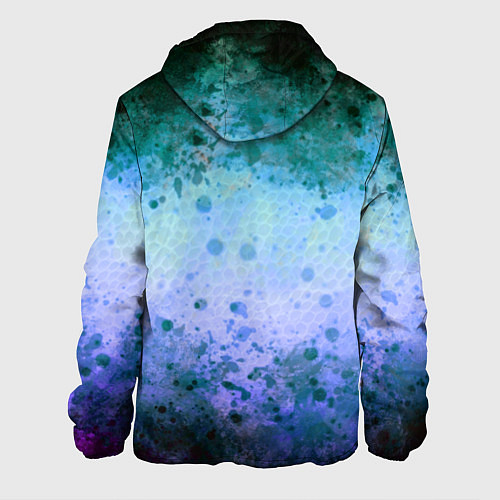 Мужская куртка Абстракция - blue-green acid / 3D-Белый – фото 2