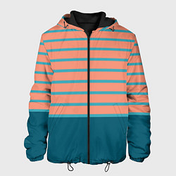 Куртка с капюшоном мужская Полосатый мандариновый морской рассвет, цвет: 3D-черный