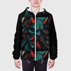 Куртка с капюшоном мужская Демоны Они - нейроарт, цвет: 3D-белый — фото 2