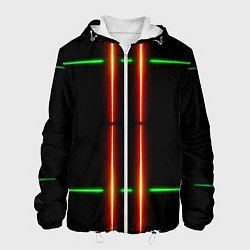 Куртка с капюшоном мужская Neon green black red line, цвет: 3D-белый