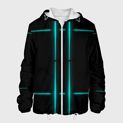 Куртка с капюшоном мужская Neon black light blue line, цвет: 3D-белый