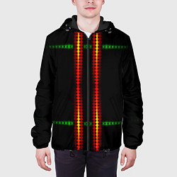 Куртка с капюшоном мужская Neon black green circles, цвет: 3D-черный — фото 2
