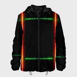 Куртка с капюшоном мужская Color green orange lines, цвет: 3D-черный