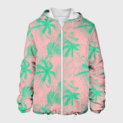 Куртка с капюшоном мужская Palm turquoise pink, цвет: 3D-белый