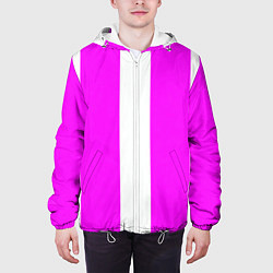 Куртка с капюшоном мужская Color white pink line, цвет: 3D-белый — фото 2