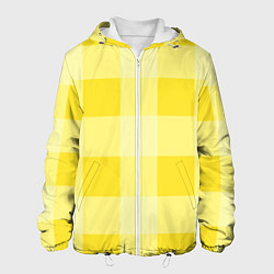 Куртка с капюшоном мужская Солнечный желтый тартан, цвет: 3D-белый