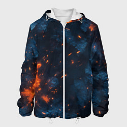 Куртка с капюшоном мужская Синий камуфляж с искрами, цвет: 3D-белый
