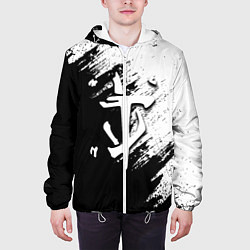 Куртка с капюшоном мужская Doom штрихи красок черные, цвет: 3D-белый — фото 2