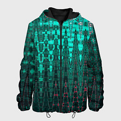 Куртка с капюшоном мужская Нефритовый зелёный абстракция, цвет: 3D-черный