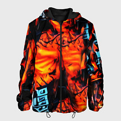Куртка с капюшоном мужская Абстрактная текстура рыжего пламени, цвет: 3D-черный