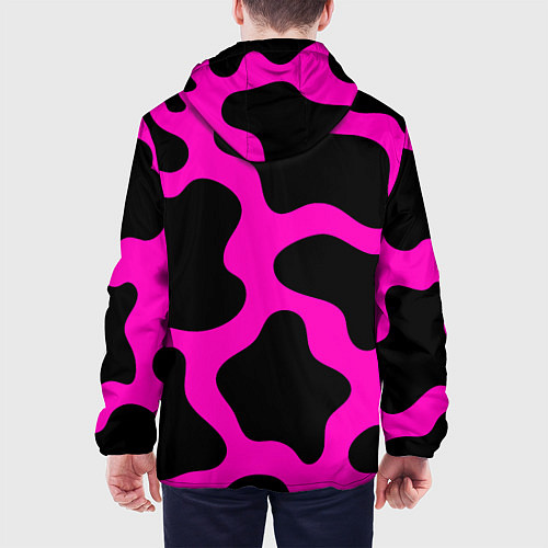 Мужская куртка Розовая коровья расцветка / 3D-Черный – фото 4