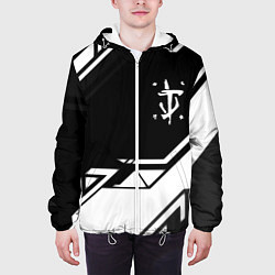 Куртка с капюшоном мужская Doom geometry black, цвет: 3D-белый — фото 2