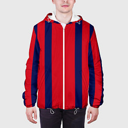 Куртка с капюшоном мужская Color black red stripes, цвет: 3D-белый — фото 2