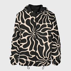 Куртка с капюшоном мужская Цветы black pattern, цвет: 3D-черный