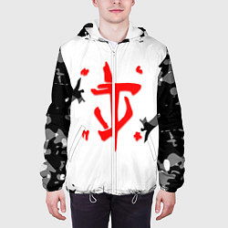 Куртка с капюшоном мужская Doom лого камуфляж текстура, цвет: 3D-белый — фото 2