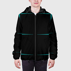 Куртка с капюшоном мужская Color black blue stripes, цвет: 3D-черный — фото 2
