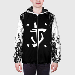 Куртка с капюшоном мужская Doom краска белая текстура, цвет: 3D-черный — фото 2