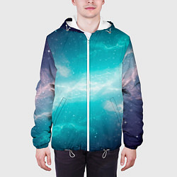 Куртка с капюшоном мужская Галактическое сияние небес, цвет: 3D-белый — фото 2