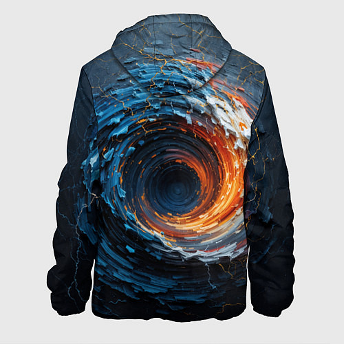 Мужская куртка Краска синяя и оранжевая в форме вихря / 3D-Белый – фото 2