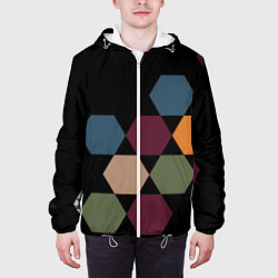 Куртка с капюшоном мужская Honeycombs autumn colors, цвет: 3D-белый — фото 2
