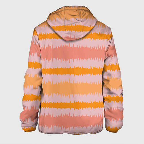 Мужская куртка Полосы зигзагообразные оранжево-розовые / 3D-Белый – фото 2