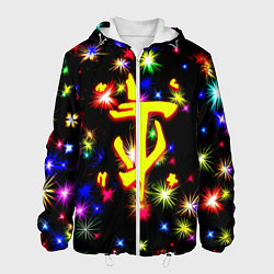 Куртка с капюшоном мужская Doom новогодние искры, цвет: 3D-белый