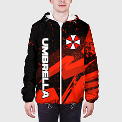 Куртка с капюшоном мужская Umbrella corp - красный, цвет: 3D-белый — фото 2