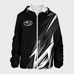 Куртка с капюшоном мужская Subaru - монохромный черный, цвет: 3D-белый