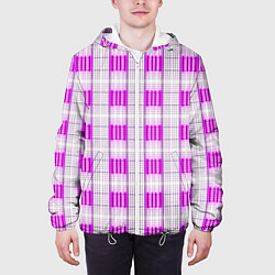 Куртка с капюшоном мужская Color pink and white, цвет: 3D-белый — фото 2