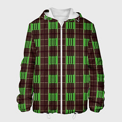 Куртка с капюшоном мужская Neon color black and green stripes, цвет: 3D-белый